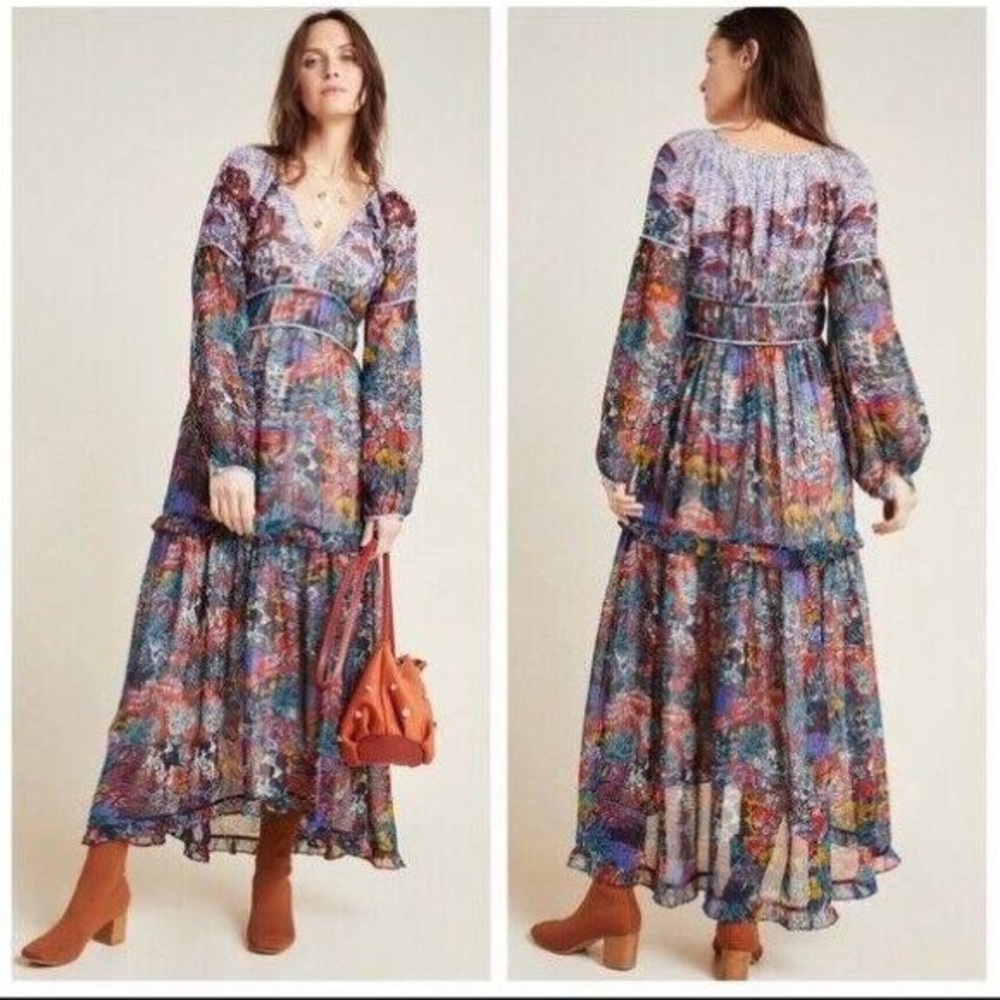 Anthropologie Annabelle Tiered Maxi dress